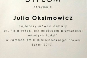 Debata Samorządów Uczniowskich Białostockich Szkół Ponadgimnazjalnych