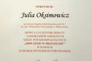 Debata Samorządów Uczniowskich Białostockich Szkół Ponadgimnazjalnych